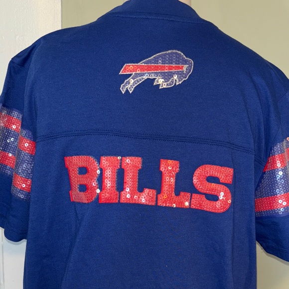 NFL Blue buffalo Bills sequin Graphic T-Shirt women’s size medium - Picture 5 of 9